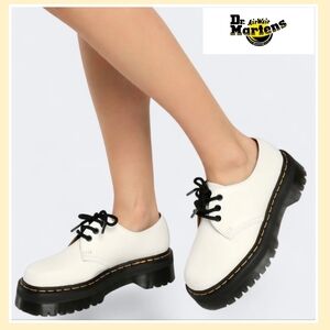 Dr. Martens Audrick 3-Eye Nappa Leather Platform Size 7 Oxford White NWT